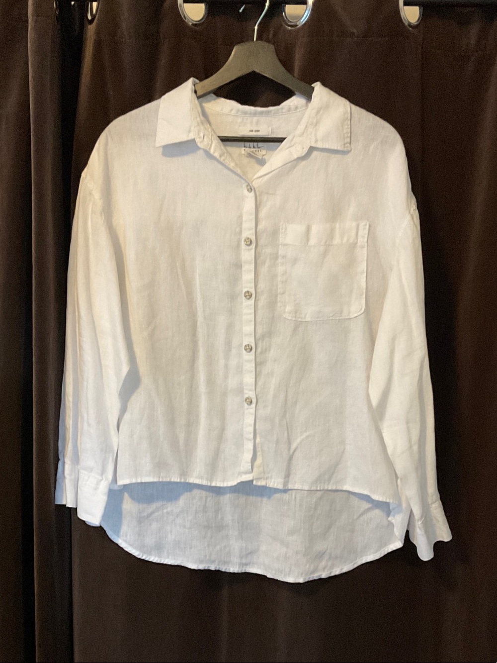 Women's White Button-Down Linen Shirt - Classic Relaxed Fit